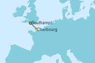 Visitando Southampton (Inglaterra), Cherbourg (Francia), Southampton (Inglaterra)
