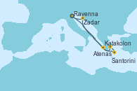 Visitando Ravenna (Italia), Katakolon (Olimpia/Grecia), Atenas (Grecia), Santorini (Grecia), Zadar (Croacia), Ravenna (Italia)