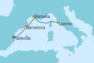 Visitando Valencia, Barcelona, Marsella (Francia), Livorno, Pisa y Florencia (Italia)