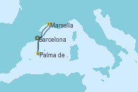 Visitando Barcelona, Marsella (Francia), Palma de Mallorca (España), Barcelona
