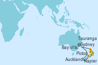Visitando Sydney (Australia), Picton (Australia), Napier (Nueva Zelanda), Tauranga (Nueva Zelanda), Auckland (Nueva Zelanda), Bay of Islands (Nueva Zelanda), Sydney (Australia)