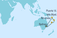Visitando Sydney (Australia), Nouméa (Nueva Caledonia), Isla Mystery (Vanuatu), Puerto Vila (Vanuatu), Sydney (Australia)
