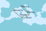 Visitando Génova (Italia), Nápoles (Italia), Palermo (Italia), La Goulette (Tunez), Barcelona