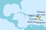 Visitando San Juan (Puerto Rico), Charlotte Amalie (St. Thomas), Philipsburg (St. Maarten), Saint Croix (Islas Vírgenes), Martinica (Antillas), Bridgetown (Barbados), San Juan (Puerto Rico)