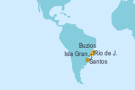Visitando Santos (Brasil), Isla Grande (Brasil), Río de Janeiro (Brasil), Buzios (Brasil), Santos (Brasil)