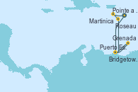 Visitando Pointe a Pitre (Guadalupe), Puerto España (Trinidad y Tobago), Grenada (Antillas), Bridgetown (Barbados), Roseau (Dominica), Martinica (Antillas), Pointe a Pitre (Guadalupe)