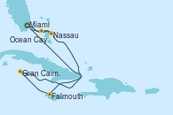 Visitando Miami (Florida/EEUU), Ocean Cay MSC Marine Reserve (Bahamas), Nassau (Bahamas), Falmouth (Jamaica), Gran Caimán (Islas Caimán), Miami (Florida/EEUU), Nassau (Bahamas), Ocean Cay MSC Marine Reserve (Bahamas), Ocean Cay MSC Marine Reserve (Bahamas), Miami (Florida/EEUU)