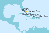 Visitando Miami (Florida/EEUU), Ocean Cay MSC Marine Reserve (Bahamas), Nassau (Bahamas), San Juan (Puerto Rico), Puerto Plata, Republica Dominicana, Miami (Florida/EEUU), Nassau (Bahamas), Ocean Cay MSC Marine Reserve (Bahamas), Ocean Cay MSC Marine Reserve (Bahamas), Miami (Florida/EEUU)