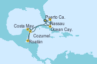 Visitando Puerto Cañaveral (Florida), Nassau (Bahamas), Ocean Cay MSC Marine Reserve (Bahamas), Puerto Cañaveral (Florida), Ocean Cay MSC Marine Reserve (Bahamas), Roatán (Honduras), Costa Maya (México), Cozumel (México), Puerto Cañaveral (Florida)