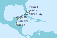Visitando Puerto Cañaveral (Florida), Ocean Cay MSC Marine Reserve (Bahamas), Roatán (Honduras), Costa Maya (México), Cozumel (México), Puerto Cañaveral (Florida), Nassau (Bahamas), Ocean Cay MSC Marine Reserve (Bahamas), Puerto Cañaveral (Florida)