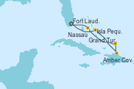 Visitando Fort Lauderdale (Florida/EEUU), Isla Pequeña (San Salvador/Bahamas), Amber Cove (República Dominicana), Grand Turks(Turks & Caicos), Nassau (Bahamas), Fort Lauderdale (Florida/EEUU)