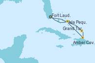 Visitando Fort Lauderdale (Florida/EEUU), Isla Pequeña (San Salvador/Bahamas), Grand Turks(Turks & Caicos), Amber Cove (República Dominicana), Isla Pequeña (San Salvador/Bahamas), Fort Lauderdale (Florida/EEUU)