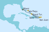 Visitando Miami (Florida/EEUU), Grand Turks(Turks & Caicos), San Juan (Puerto Rico), Saint Thomas (Islas Vírgenes), Isla Pequeña (San Salvador/Bahamas), Miami (Florida/EEUU)