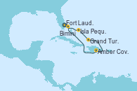 Visitando Fort Lauderdale (Florida/EEUU), Isla Pequeña (San Salvador/Bahamas), Grand Turks(Turks & Caicos), Amber Cove (República Dominicana), Bimini (Bahamas), Fort Lauderdale (Florida/EEUU)