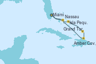 Visitando Miami (Florida/EEUU), Isla Pequeña (San Salvador/Bahamas), Grand Turks(Turks & Caicos), Amber Cove (República Dominicana), Nassau (Bahamas), Miami (Florida/EEUU)