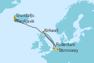 Visitando Reykjavik (Islandia), Reykjavik (Islandia), Grundafjord (Islandia), Stornoway (Isla de Lewis/Escocia), Kirkwall (Escocia), Rotterdam (Holanda)
