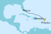 Visitando Miami (Florida/EEUU), IleRoyale, Road Town (Isla Tórtola/Islas Vírgenes), Basseterre (Antillas), Philipsburg (St. Maarten), Gustavia (Antillas Francesas), IleRoyale