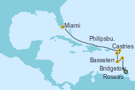 Visitando Bridgetown (Barbados), Castries (Santa Lucía/Caribe), Roseau (Dominica), Basseterre (Antillas), Philipsburg (St. Maarten), Miami (Florida/EEUU)