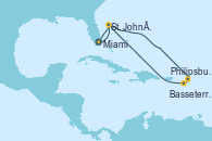 Visitando Miami (Florida/EEUU), St. John´s (Antigua y Barbuda), Philipsburg (St. Maarten), Basseterre (Antillas), St. John´s (Antigua y Barbuda), Miami (Florida/EEUU)