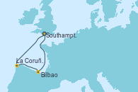 Visitando Southampton (Inglaterra), La Coruña (Galicia/España), Bilbao (España), Southampton (Inglaterra)