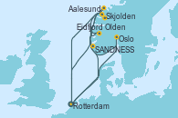 Visitando Rotterdam (Holanda), Oslo (Noruega), SANDNESS (STAVANGER), Skjolden (Noruega), Rotterdam (Holanda), Eidfjord (Hardangerfjord/Noruega), Aalesund (Noruega), Olden (Noruega), SANDNESS (STAVANGER), Rotterdam (Holanda)