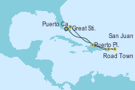 Visitando Puerto Cañaveral (Florida), Puerto Plata, Republica Dominicana, Road Town (Isla Tórtola/Islas Vírgenes), San Juan (Puerto Rico), Great Stirrup Cay (Bahamas), Puerto Cañaveral (Florida)