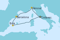 Visitando Civitavecchia (Roma), Génova (Italia), Barcelona, Ibiza (España), Civitavecchia (Roma)