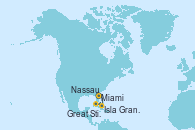 Visitando Miami (Florida/EEUU), Nassau (Bahamas), Isla Gran Bahama (Florida/EEUU), Great Stirrup Cay (Bahamas), Miami (Florida/EEUU)