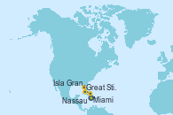 Visitando Miami (Florida/EEUU), Great Stirrup Cay (Bahamas), Nassau (Bahamas), Isla Gran Bahama (Florida/EEUU), Miami (Florida/EEUU)