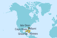 Visitando Miami (Florida/EEUU), Cayo Hueso (Key West/Florida), Nassau (Bahamas), Great Stirrup Cay (Bahamas), Isla Gran Bahama (Florida/EEUU), Miami (Florida/EEUU)