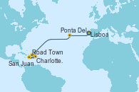 Visitando Lisboa (Portugal), Ponta Delgada (Azores), Road Town (Isla Tórtola/Islas Vírgenes), Charlotte Amalie (St. Thomas), San Juan (Puerto Rico)