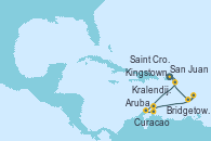 Visitando San Juan (Puerto Rico), Saint Croix (Islas Vírgenes), Aruba (Antillas), Curacao (Antillas), Kralendijk (Antillas), Bridgetown (Barbados), Kingstown (Granadinas), San Juan (Puerto Rico)