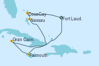 Visitando Fort Lauderdale (Florida/EEUU), CocoCay (Bahamas), Nassau (Bahamas), Falmouth (Jamaica), Gran Caimán (Islas Caimán), Fort Lauderdale (Florida/EEUU)