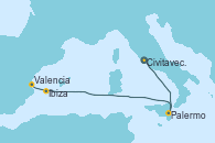 Visitando Civitavecchia (Roma), Palermo (Italia), Ibiza (España), Valencia