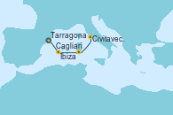 Visitando Tarragona (España), Ibiza (España), Cagliari (Cerdeña), Civitavecchia (Roma)