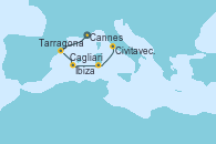 Visitando Cannes (Francia), Tarragona (España), Ibiza (España), Cagliari (Cerdeña), Civitavecchia (Roma)