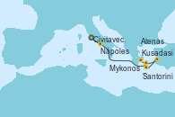 Visitando Civitavecchia (Roma), Nápoles (Italia), Kusadasi (Efeso/Turquía), Santorini (Grecia), Mykonos (Grecia), Atenas (Grecia)