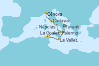 Visitando Taranto (Italia), La Valletta (Malta), La Goulette (Tunez), Palermo (Italia), Nápoles (Italia), Civitavecchia (Roma), Génova (Italia)