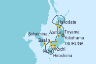 Visitando Yokohama (Japón), Kobe (Japón), Kochi (Japón), Hiroshima (Japón), Busán (Corea del Sur), Sakaiminato (Japón), TSURUGA, Toyama (Japón), Aomori (Japón), Hakodate (Japón), Yokohama (Japón)