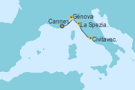 Visitando Cannes (Francia), Génova (Italia), La Spezia, Florencia y Pisa (Italia), Civitavecchia (Roma)