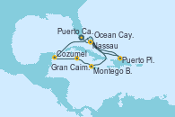 Visitando Puerto Cañaveral (Florida), Nassau (Bahamas), Ocean Cay MSC Marine Reserve (Bahamas), Puerto Plata, Republica Dominicana, Puerto Cañaveral (Florida), Cozumel (México), Gran Caimán (Islas Caimán), Montego Bay (Jamaica), Nassau (Bahamas), Puerto Cañaveral (Florida)