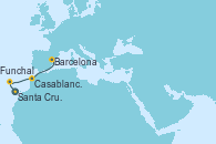 Visitando Santa Cruz de Tenerife (España), Funchal (Madeira), Casablanca (Marruecos), Barcelona
