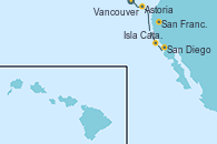 Visitando Vancouver (Canadá), Astoria  (Oregón), San Francisco (California/EEUU), San Francisco (California/EEUU), Isla Catalina (California/USA), San Diego (California/EEUU)