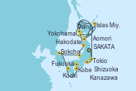Visitando Yokohama (Japón), Shizuoka (Japón), Kobe (Japón), Kochi (Japón), Fukuoka (Japón), Sokcho (Corea del Sur), Kanazawa (Japón), SAKATA (JAPAN), Hakodate (Japón), Otaru (Japón), Aomori (Japón), Islas Miyako (Japón), Tokio (Japón)