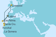 Visitando Lisboa (Portugal), Funchal (Madeira), Funchal (Madeira), Liverpool (Reino Unido), La Gomera (Islas Canarias/España), Santa Cruz de Tenerife (España), Las Palmas de Gran Canaria (España)