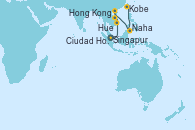 Visitando Singapur, Ciudad Ho Chi Minh (Vietnam), Ciudad Ho Chi Minh (Vietnam), Hue (Vietnam), Hong Kong (China), Hong Kong (China), Keelung (Taiwán), IleRoyale, Naha (Japón), Kobe (Japón)