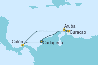 Visitando Cartagena de Indias (Colombia), Curacao (Antillas), Aruba (Antillas), Colón (Panamá), Cartagena de Indias (Colombia)