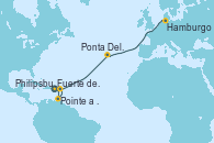 Visitando Fuerte de France (Martinica), Pointe a Pitre (Guadalupe), Philipsburg (St. Maarten), Ponta Delgada (Azores), Hamburgo (Alemania)