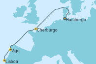 Visitando Hamburgo (Alemania), Cherburgo (Francia), Vigo (España), Lisboa (Portugal)