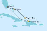 Visitando Miami (Florida/EEUU), Nassau (Bahamas), Grand Turks(Turks & Caicos), Amber Cove (República Dominicana), Miami (Florida/EEUU)